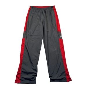 Y2K Nike Silver Tag Lined Track‎ Pants Athletic Warm Up Gray Red Youth XL